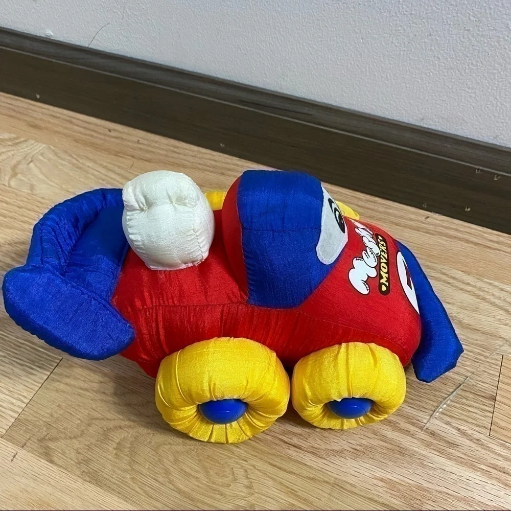 Mushy Mover Vintage Nylon Race Car Blue Red Plush